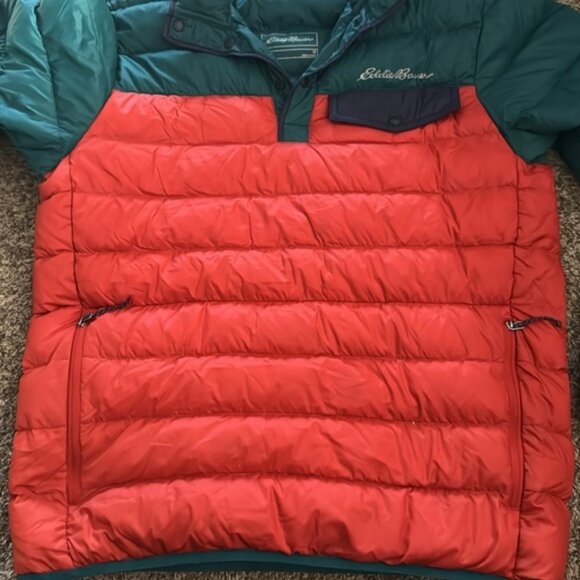 EDDIE BAUER EB650 Nylon 3 Snap Pullover Down Puffer Jacket Men’s Size M - Picture 4 of 13